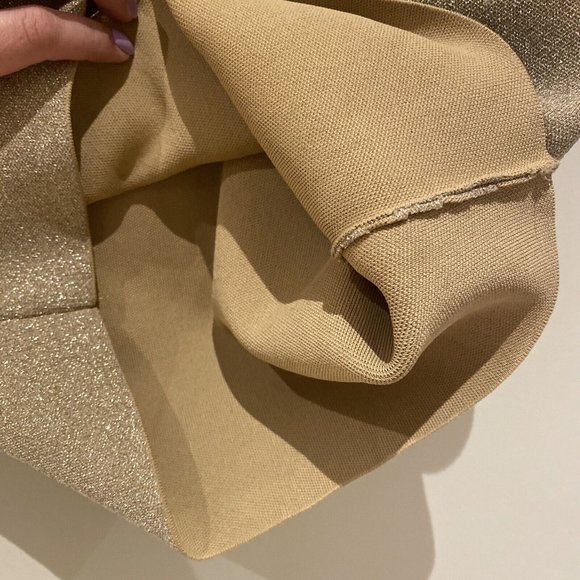 bcbg maxazria Gold Square Neck Sparkly Bodycon Mini Dress XS - Picture 6 of 13